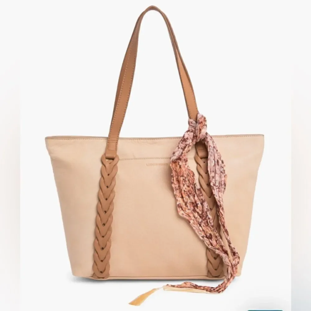 Lucky Brand Ella Leather Bohemian Tote Shoulder Bag Purse